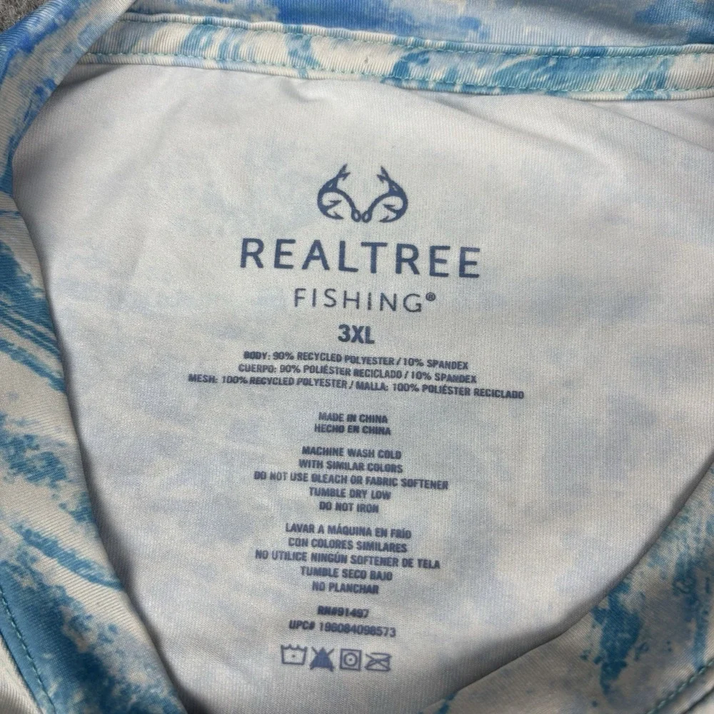 Realtree Fishing Shirt Mens 3xl Aspect Blue White Long Sleeve Performance Fish